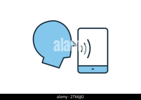 Symbol für Spracherkennung. Symbol für Gerät, künstliche Intelligenz. Symbolstil für flache Linien. Einfache Vektorkonstruktion bearbeitbar Stock Vektor