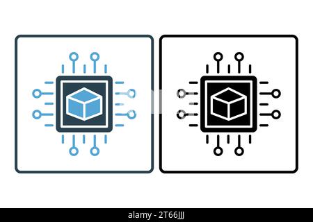 Symbol für Computervision. Symbol für Gerät, künstliche Intelligenz. Symbolstil durchgehend. Einfache Vektorkonstruktion bearbeitbar Stock Vektor