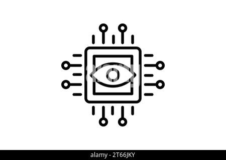 Symbol für Computervision. Symbol für Gerät, künstliche Intelligenz. Liniensymbolstil. Einfache Vektorkonstruktion bearbeitbar Stock Vektor