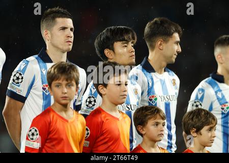 San Sebastian, Spanien. November 2023. Takefusa Kubo (Sociedad) Fußball/Fußball : Spiel der UEFA Champions League Gruppe Gruppe D zwischen Real Sociedad 3-1 SL Benfica in der reale Arena in San Sebastian, Spanien. Quelle: Mutsu Kawamori/AFLO/Alamy Live News Stockfoto