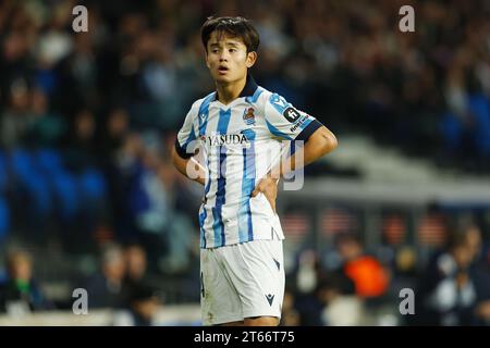 San Sebastian, Spanien. November 2023. Takefusa Kubo (Sociedad) Fußball/Fußball : Spiel der UEFA Champions League Gruppe Gruppe D zwischen Real Sociedad 3-1 SL Benfica in der reale Arena in San Sebastian, Spanien. Quelle: Mutsu Kawamori/AFLO/Alamy Live News Stockfoto