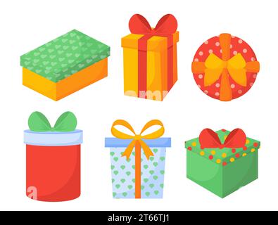 Satz von Geschenkboxen Vektorkonzept Stock Vektor
