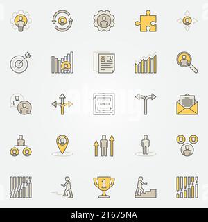 Farbenfrohe Symbole für die Karriere – Vektorsammlung kreativer Geschäfts- und Jobsymbole Stock Vektor