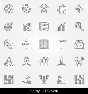 Karrieresymbole festgelegt. Vector Career Development Concept Signs oder Designelemente im dünnen Stil Stock Vektor
