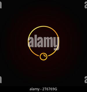 Der Ring umrahmt das goldene Symbol. Vektor Piercing Schmuck Ring Konzept Umrisssymbol oder Logo-Element auf dunklem Hintergrund Stock Vektor