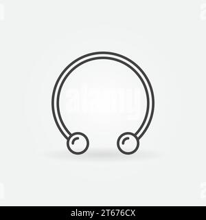 Kreisförmige Langhanteln Hufeisen-Symbol - Vektor-Piercing-Ring-Konzeptsymbol oder Logo-Element in dünner Linie Stock Vektor