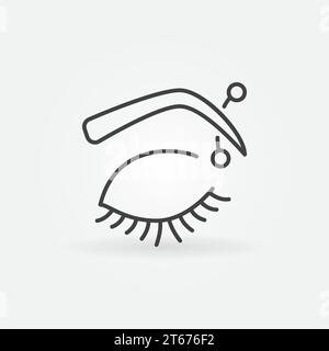Augenbrauen-Piercing-Symbol - Vektor-Augenbraue mit gekrümmtem Langhantelsymbol oder Designelement in dünner Linie Stock Vektor