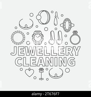 Schmuck Reinigung Vektor Konzept Llustration gemacht mit Schmuck lineare Symbole Stock Vektor