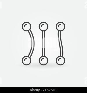 Minimales Symbol oder Designelement in dünner Linienart mit durchdringendem Hantelvektor Stock Vektor