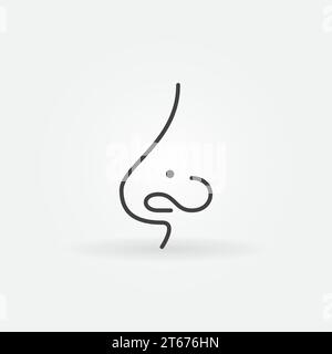 Symbol für Nasenstechen. Vektor-menschliche Nase mit Piercing-Konzept Minimalsymbol in dünner Linie Stock Vektor