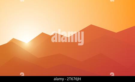 Poly-Berglandschaft - Vektor farbenfroher geometrischer Hintergrund. Low-Poly Sunset-Konzept Stock Vektor