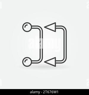Zwei durchdringende gebogene Langhanteln Konzept Kontur Vektor-Symbol oder Symbol Stock Vektor