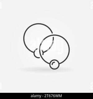 Zwei unverlierbare Ringe minimales Symbol - Vektorring mit Kugelverschluss oder Logo-Element in dünner Linie Stock Vektor