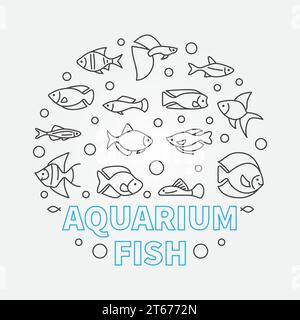 Aquariumfisch in Kreisform Vektor Aquariumistik Illustration in Umrissart Stock Vektor