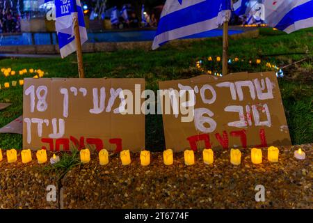 Haifa, Israel - 7. November 2023: Jugend zum Gedenken an die Opfer der Jugend, ermordet von Hamas-Terroristen am 07. Oktober. Haifa, Israel Stockfoto