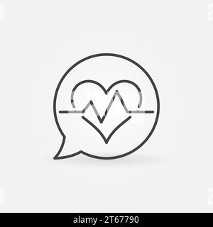 Heartbeat in Sprechblase Kontur Vektorsymbol oder Symbol in dünner Linie Stock Vektor