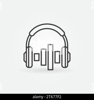 On-Ear-Kopfhörer mit Equalizer-Konturvektorsymbol oder Designelement Stock Vektor
