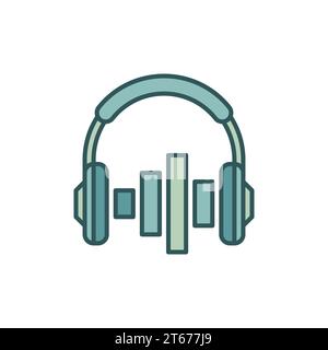 On-Ear-Kopfhörer mit Equalizer-Vektorsymbol oder Designelement auf weißem Hintergrund Stock Vektor