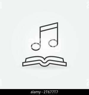 Musiknote mit offenem Buchsymbol. Vektor-Audiobuch-Konzept Umrisssymbol oder Designelement Stock Vektor