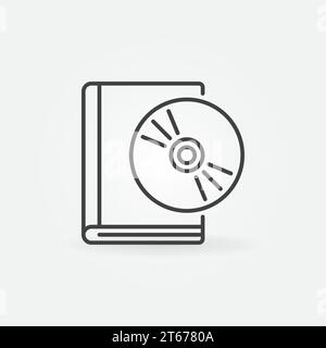 Diskette mit Buchsymbol - Vektor-Hörbuch-Konzeptsymbol in dünner Linie Stock Vektor