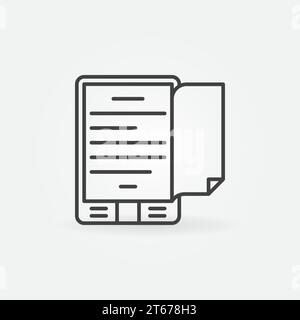 Konzeptsymbol für eBook Reader oder Symbol in dünner Linienform Stock Vektor