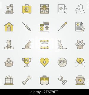Farbenfrohe Tiersymbole. Symbole für PET- und Tiervektorkonzepte Stock Vektor