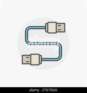 Buntes USB-Kabel-Vektorsymbol oder Logo-Element Stock Vektor