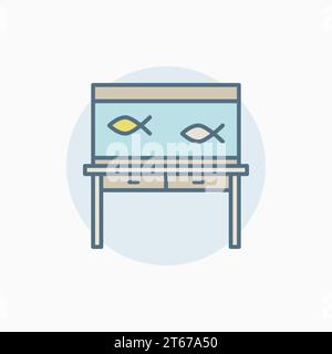 Buntes Fischbecken auf dem Tisch Symbol - Vektor-Aquarium-Zeichen oder Designelement Stock Vektor