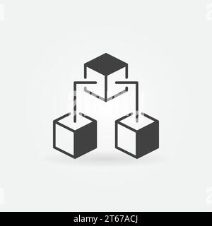 Symbol oder Symbol für minimales Konzept des Blockchain-Cubes Vektors Stock Vektor