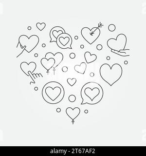 Herz Umrissillustration - Vektor Happy Valentine Day Konzept minimales Symbol in dünner Linie Stil Stock Vektor