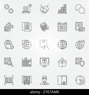 Symbole für Logistiklinien – Symbole für Vektorlieferungen und Versandkonzepte oder Designelemente für Logistikunternehmen Stock Vektor