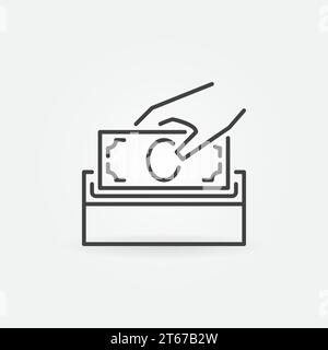 Vektor-Symbol für Geldspenden. Spendenboxen-Symbol in dünner Linienform Stock Vektor