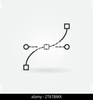 Bezier-Kurve-Vektor-Konzeptsymbol oder Symbol in dünner Linienart Stock Vektor