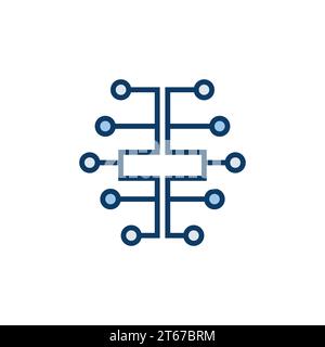 Symbol für digitales Gehirn – Vektor-elektrischer Stromkreis Gehirnkonzept KI-Symbol oder Logo-Element Stock Vektor