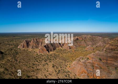 Aus der Vogelperspektive über die Bungle Bungle Ranges in Western Australia. Stockfoto