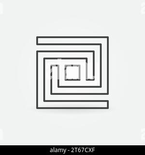 Symbol für Labyrinthlinie. Abstraktes Vektor-Labyrinth-Symbol mit ein- und Ausgang Stock Vektor