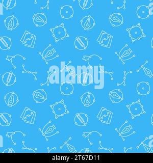 Stift-Werkzeug blauer Vektor nahtloses Muster oder Hintergrund Stock Vektor