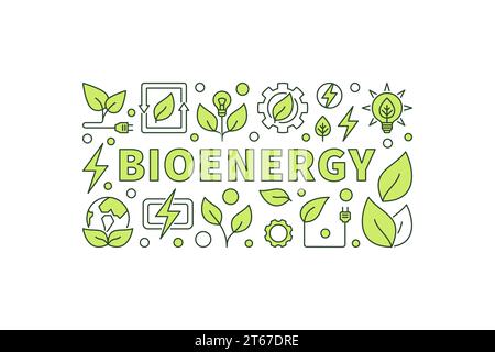 Bioenergie-Vektor-Illustration. Banner mit minimaler Bioenergie oder grüner Öko-Energie auf weißem Hintergrund Stock Vektor