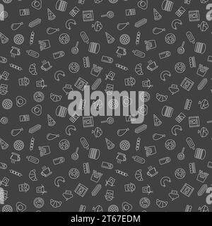 Dunkles Fast Food nahtloses Vektormuster oder Textur Stock Vektor