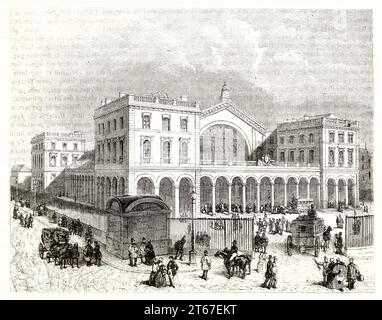 Alte Aussicht auf den Gare de l'Est (Ostbahnhof), Paris. Von Blanchard, publ. Auf Magasin Pittoresque, Paris, 1851 Stockfoto