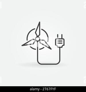 Windenergie-Konzeptschild - Vektor minimales Windmühle-Symbol oder Designelement Stock Vektor