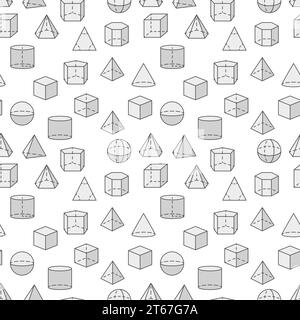 Nahtloses Muster für Mathematik und Geometrie. Vektortextur oder Hintergrund mit verschiedenen geometrischen Formen Stock Vektor