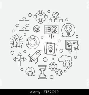 Abbildung des Startup-Konzepts. Vektorstartsymbol mit Umrisssymbolen Stock Vektor