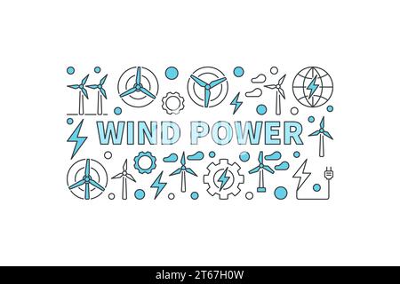 Windkraft kreatives Banner - Vektor minimale erneuerbare Energie Konzept Illustration mit weißem Hintergrund Stock Vektor