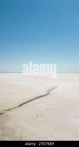 Salt Lake. Getrockneter See. Luftaufnahme. Es wurde in Ankara gedreht, Türkiye. Lokaler Name tuz Golu Stockfoto