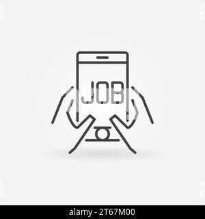Job in Smartphone-Symbol – Vektorsuche nach Jobkonzeptsymbol oder Designelement in dünner Linie Stock Vektor
