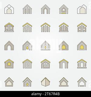 Farbenfrohe Symbole. Abstrakte Symbole oder Logoelemente für Vektorobjekte und Immobilien. Schild „Home Concept“ Stock Vektor