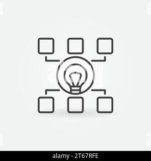Hierarchie mit Glühlampensymbol. Symbol für das Startkonzept in dünner Linie Stock Vektor