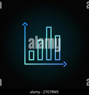 Balkendiagramm Buntes Symbol - Vektorblaues Geschäftsdiagrammzeichen oder Logo-Element in dünner Linie auf dunklem Hintergrund Stock Vektor
