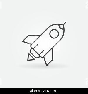 Vektorsymbol für Raketenkontur. Start-up Business Concept Schild in dünner Linie Stock Vektor